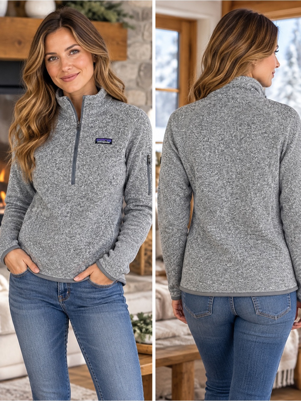 Patagonia Better Sweater Women Small 1/4 Zip Fleece Gray Pullover STY 25618 Cozy